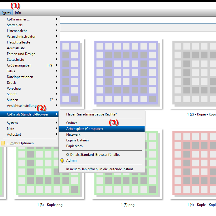 Kann der Quad Datei Explorer als Standard Dateibrowser für den Arbeitsplatz  Computer  festgelegt werden